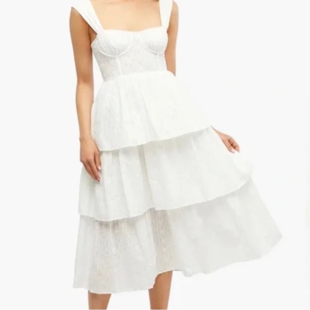 WeWoreWhat Eyelet Corset Midi Dress